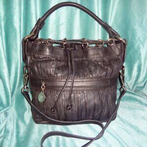 Black Leather Donald J Pliner Top Carry/Shoulder Bag